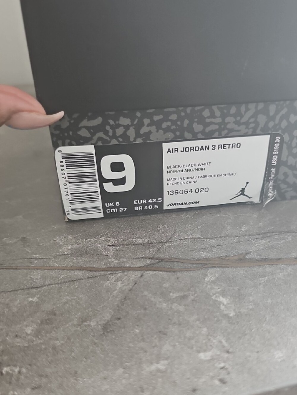 Jordan 3 Retro Black and White Low-Top Sneakers - Picture 8 of 8